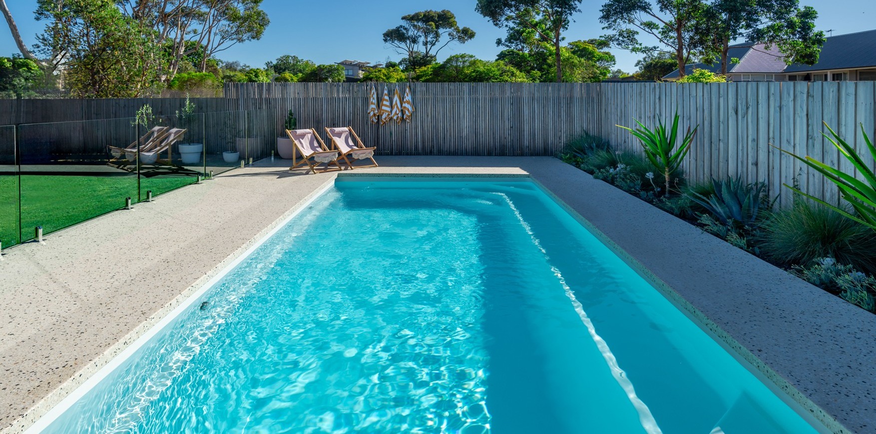 Brampton Slimline pool in a narrow backyard