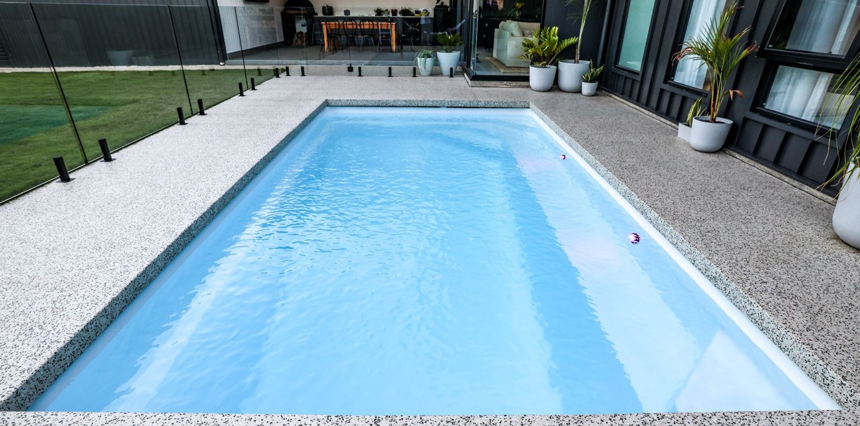 Corsa compact pool viewed from the shallow end